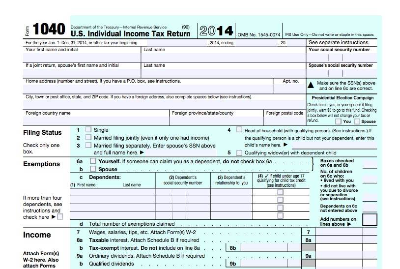 แบบฟอร์มภาษีเงินได้ Form 1040